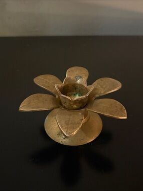 Vintage Brass flower taper holder